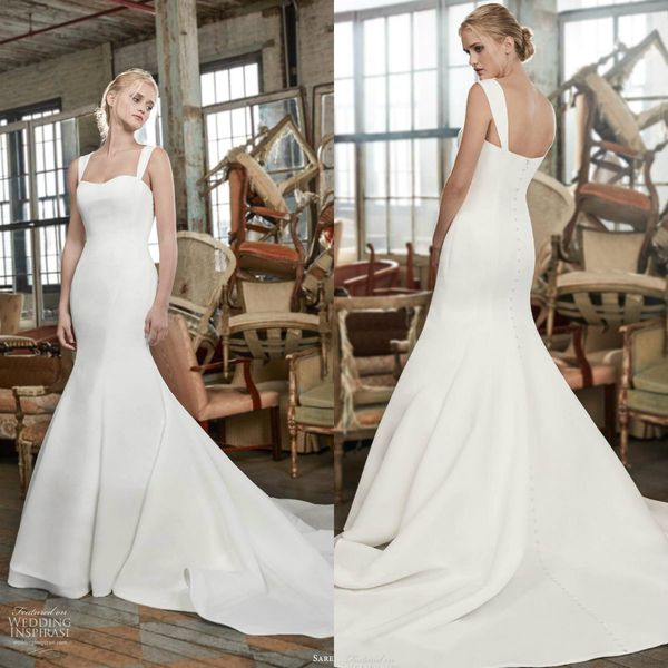 elegant mermaid wedding dresses 2020 straps satin button back sweep train country wedding dress custom made simple abiti da sposa, White
elegant mermaid wedding dresses 2020 straps satin button back sweep train country wedding dress custom made simple abiti da sposa, White