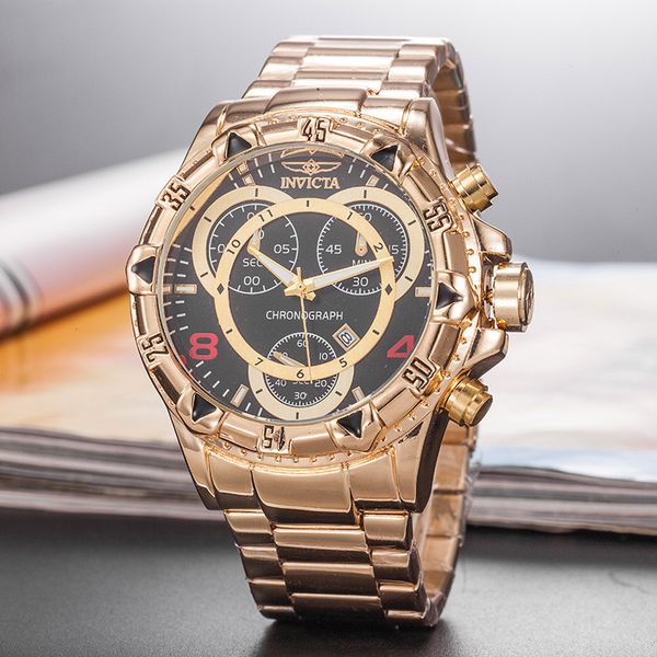 Роскошные часы INVICTA мужские Спортивные кварцевые часы мужские золотые часы Наруч