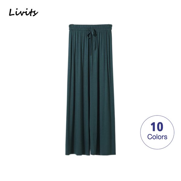 women's long pants elastic modal calf-length trousers high waist wide leg loose streetwear pleated casual for female, Black;white
women's long pants elastic modal calf-length trousers high waist wide leg loose streetwear pleated casual for female, Black;white