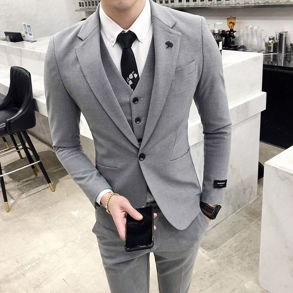 new business leisure suit set in autumn 2020 korean version of british men's small suit three-piece stage banquet dress set, White;black
new business leisure suit set in autumn 2020 korean version of british men's small suit three-piece stage banquet dress set, White;black