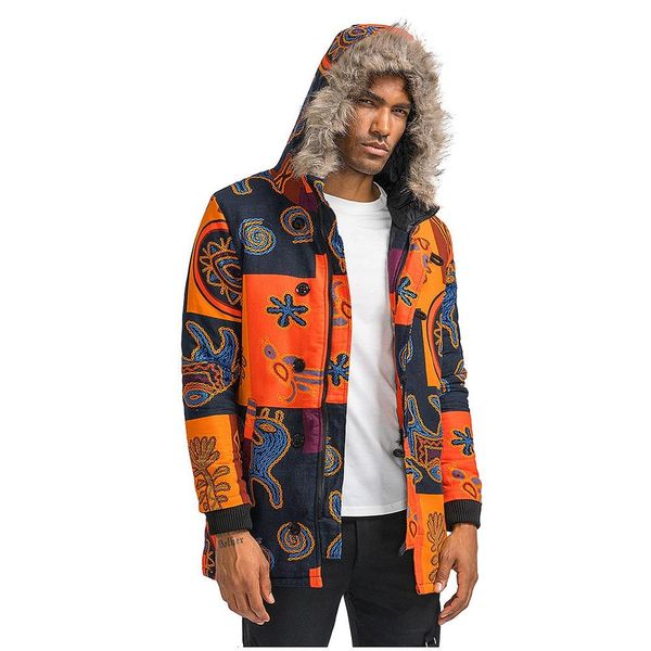 man winter warm outwear floral print hooded pockets vintage oversize coats, Black
man winter warm outwear floral print hooded pockets vintage oversize coats, Black
