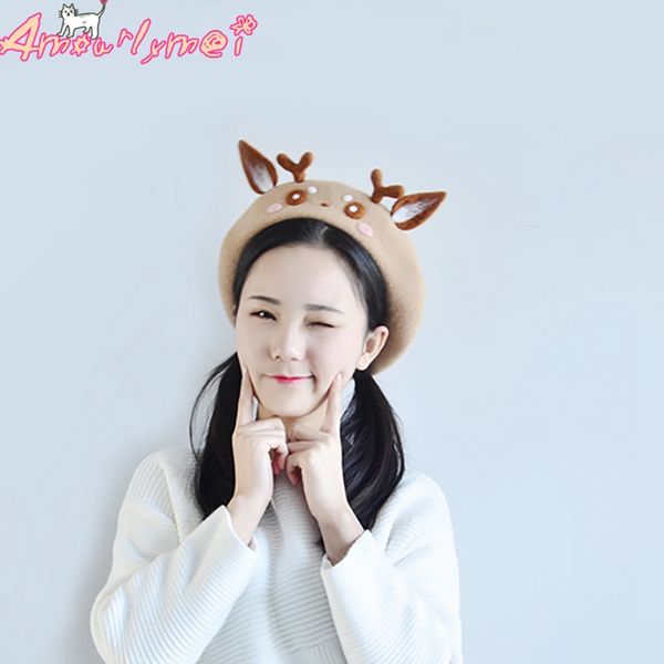 japanese style mori girl lolita cute cartoon deer horn wool berets women winter berets hat painter hat female warm walking caps, Blue;gray
japanese style mori girl lolita cute cartoon deer horn wool berets women winter berets hat painter hat female warm walking caps, Blue;gray
