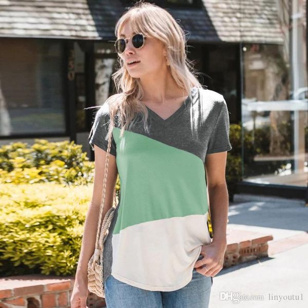 fashion women t shirt ladies v neck short sleeve solid color stitching knotted tee shirt femme summer t shirt women tshirts, White
fashion women t shirt ladies v neck short sleeve solid color stitching knotted tee shirt femme summer t shirt women tshirts, White