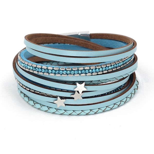 women's double-loop multi-layer leather bracelets alloy five-pointed star bracelet rope weave inlaid rhinestone, Golden;silver
women's double-loop multi-layer leather bracelets alloy five-pointed star bracelet rope weave inlaid rhinestone, Golden;silver