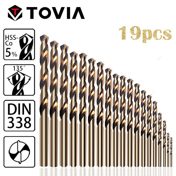 tovia cobalt metal drill bit set 19pcs hss cobalt m35 drill set 1mm-10mm for metal stainless steel bit
tovia cobalt metal drill bit set 19pcs hss cobalt m35 drill set 1mm-10mm for metal stainless steel bit