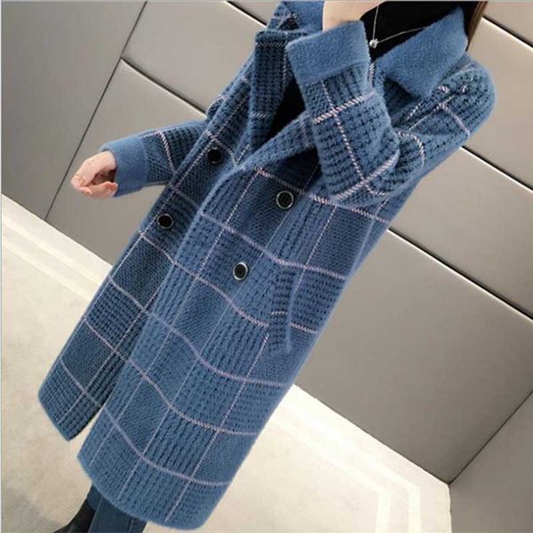 2019 autumn and winter new imitation mink plaid sweater women's long korean thick loose knit cardigan jacket, Black
2019 autumn and winter new imitation mink plaid sweater women's long korean thick loose knit cardigan jacket, Black
