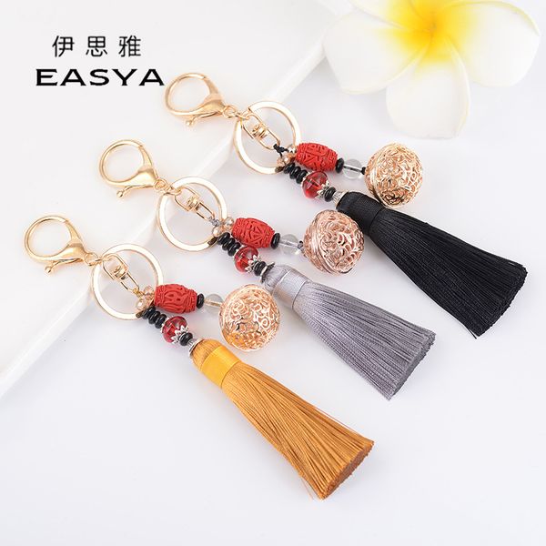 

creative palace bell tassels keychain bag car hanging key chain ring alloy pendant keyring gift wholesale, Silver