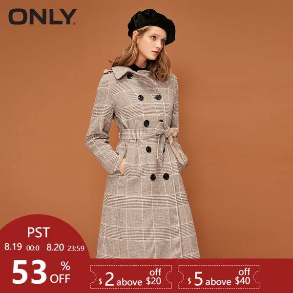 only womens' winter new wool double-breasted woolen coat two-tone belt button print design|11836u502, Black
only womens' winter new wool double-breasted woolen coat two-tone belt button print design|11836u502, Black