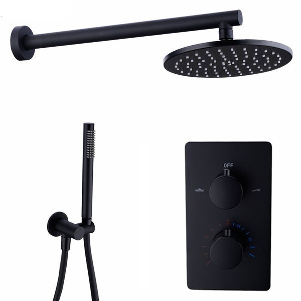 Brass Thermostatic Faucets Black Shower Set 8/10/12 Inch Bathroom Rainfall Shower Faucet Set With Handheld Shower Head
Brass Thermostatic Faucets Black Shower Set 8/10/12 Inch Bathroom Rainfall Shower Faucet Set With Handheld Shower Head