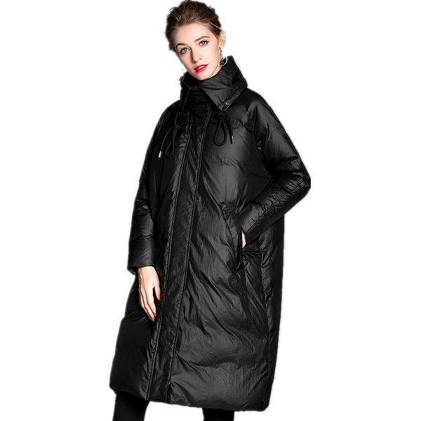 2019 new fashion winter thick down jacket long loose 90% white duck down ladies jacket, Black
2019 new fashion winter thick down jacket long loose 90% white duck down ladies jacket, Black