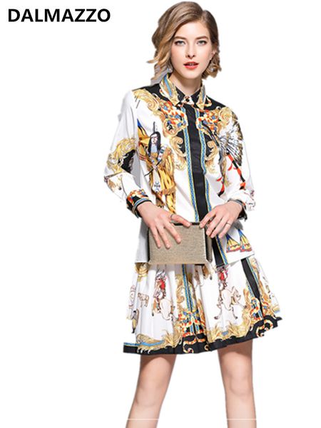 2019 spring fashion designer womans runway suit women long sleeve printed shirt + skirt two pieces sets plus size xl, White
2019 spring fashion designer womans runway suit women long sleeve printed shirt + skirt two pieces sets plus size xl, White