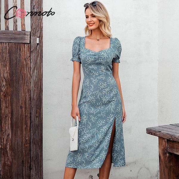 conmoto women vintage print square collar long dress summer casual puff sleeve party maxi dress ladies elegant slim split dress, Black;pink
conmoto women vintage print square collar long dress summer casual puff sleeve party maxi dress ladies elegant slim split dress, Black;pink