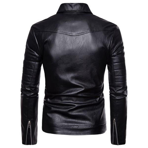 2019 autumn and winter new style western style men solid color oblique zipper cardigan fold-down collar leather coat men's fashi, Black
2019 autumn and winter new style western style men solid color oblique zipper cardigan fold-down collar leather coat men's fashi, Black