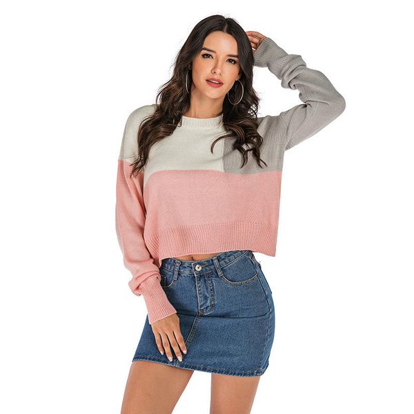 women fashion rainbow color stitching long sleeve autumn pullover sweaters, White;black
women fashion rainbow color stitching long sleeve autumn pullover sweaters, White;black