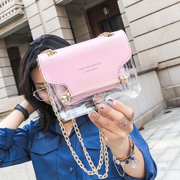 casual transparent jelly shoulder messenger hardware handbags women pvc small satchel chain crossbody bags
casual transparent jelly shoulder messenger hardware handbags women pvc small satchel chain crossbody bags