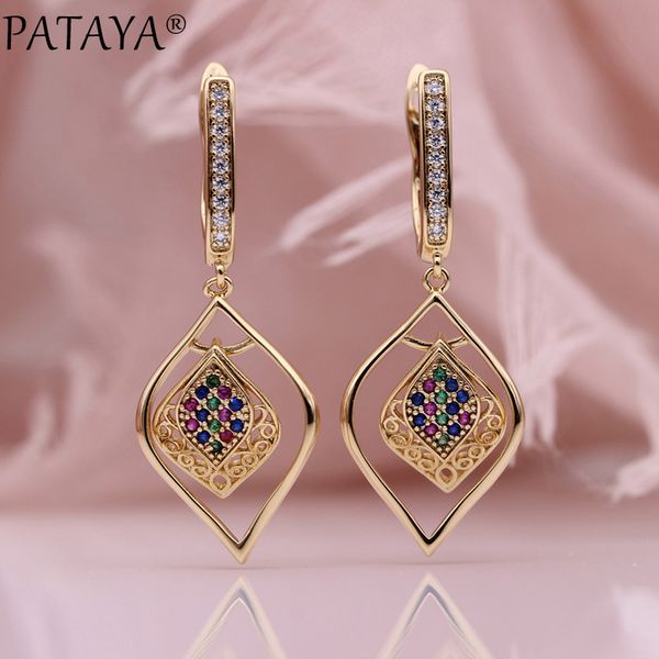 pataya new women long earrings 585 rose gold colorful natural zircon fashion jewelry unique hollow double layer dangle earrings, Golden
pataya new women long earrings 585 rose gold colorful natural zircon fashion jewelry unique hollow double layer dangle earrings, Golden