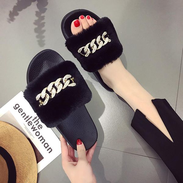 famous brand woman fur slippers chains design slides crystal chains sandals fur flip flops woman casual beach shoes fur slippers, Blue;gray
famous brand woman fur slippers chains design slides crystal chains sandals fur flip flops woman casual beach shoes fur slippers, Blue;gray