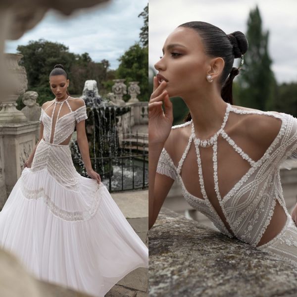 2019 charchy bohemian wedding dresses short sleeve lace appliqued beads trumpet bridal gowns illusion boho beach vestido de novia, White
2019 charchy bohemian wedding dresses short sleeve lace appliqued beads trumpet bridal gowns illusion boho beach vestido de novia, White