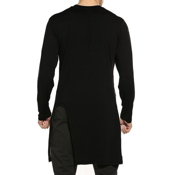 men 's long sleeve soft elasticity long hem pullover t-shirt summer side high slit long t shirt men hip hop street wear newest, White;black
men 's long sleeve soft elasticity long hem pullover t-shirt summer side high slit long t shirt men hip hop street wear newest, White;black