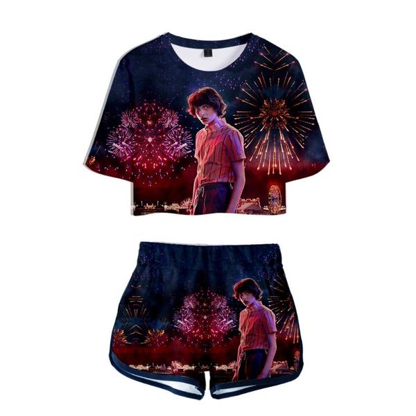 3d printed women two piece set fashion summer short sleeve crop shorts streetwear clothes, White
3d printed women two piece set fashion summer short sleeve crop shorts streetwear clothes, White