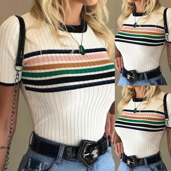 fashion women blouses 2020 spring knit striped print streetwear slim blouse ladies short sleeve chemisier femme #38, White
fashion women blouses 2020 spring knit striped print streetwear slim blouse ladies short sleeve chemisier femme #38, White