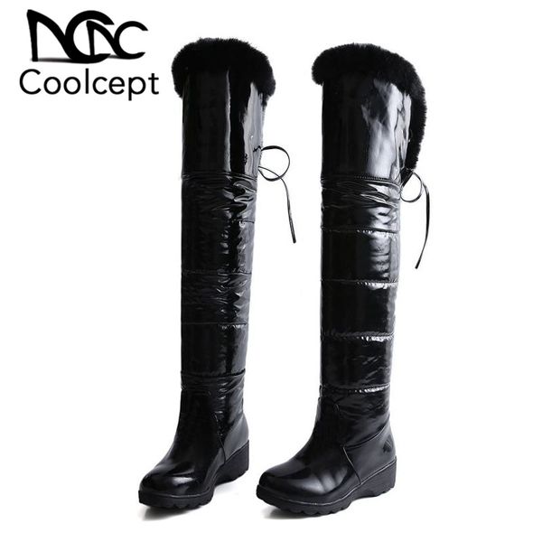 coolcept new women over knee boots winter keep warm plush snow boots lace up flats waterproof shoes women footwear size 33-43, Black
coolcept new women over knee boots winter keep warm plush snow boots lace up flats waterproof shoes women footwear size 33-43, Black