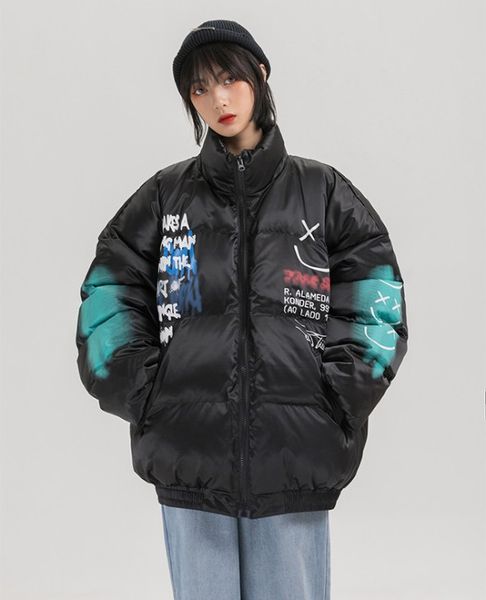 graffiti print puffer cotton padded parkas streetwear hiphop casual thick warm jackets hipster winter oversize mens coats, Black
graffiti print puffer cotton padded parkas streetwear hiphop casual thick warm jackets hipster winter oversize mens coats, Black