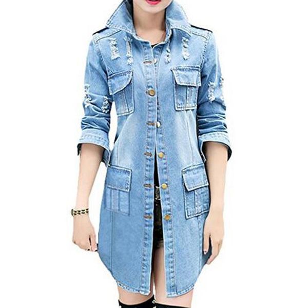 new women's fitted cotton denim trench coat leisure long-sleeved coat, Tan;black