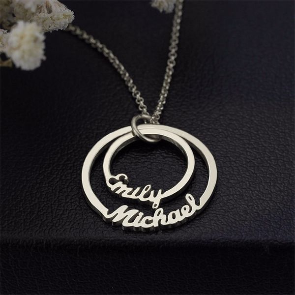 2019 personality 2 name necklace custom name pendant circle pendant couple stainless steel gold jewelry birthday gift bf, Silver
2019 personality 2 name necklace custom name pendant circle pendant couple stainless steel gold jewelry birthday gift bf, Silver