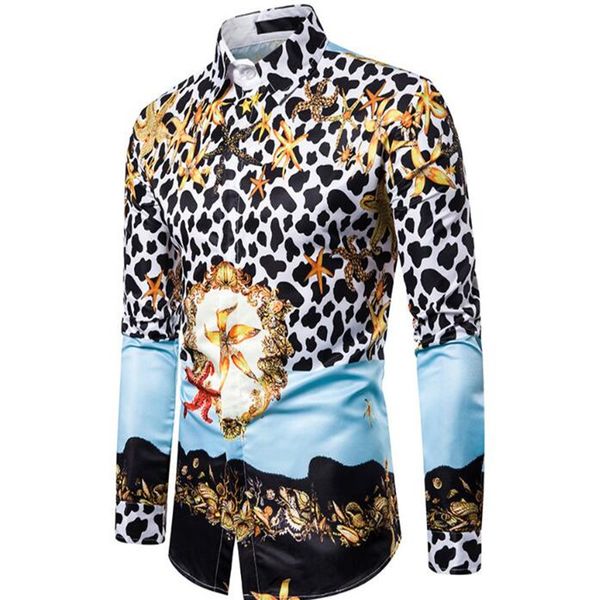 spring and autumn shirt men's casual loose starfish print men's long sleeve shirt, White;black
spring and autumn shirt men's casual loose starfish print men's long sleeve shirt, White;black