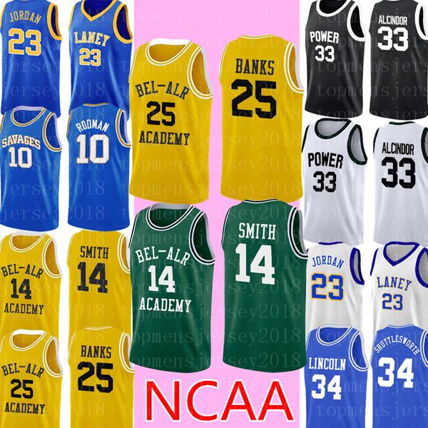 Ncaa 25 Carlton Banks Jersey Magic 33 Johnson College Basketball Jersey Stitched Logos S-xxl Yellow Green 8989