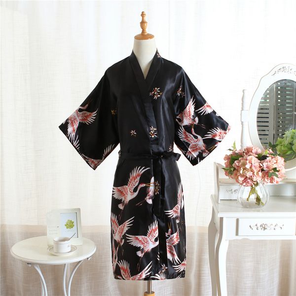 black ladies' satin nightgown sleepwear chinese women robe dress gown vintage kimono yukata lounge nightwear pajama, Black;red
black ladies' satin nightgown sleepwear chinese women robe dress gown vintage kimono yukata lounge nightwear pajama, Black;red