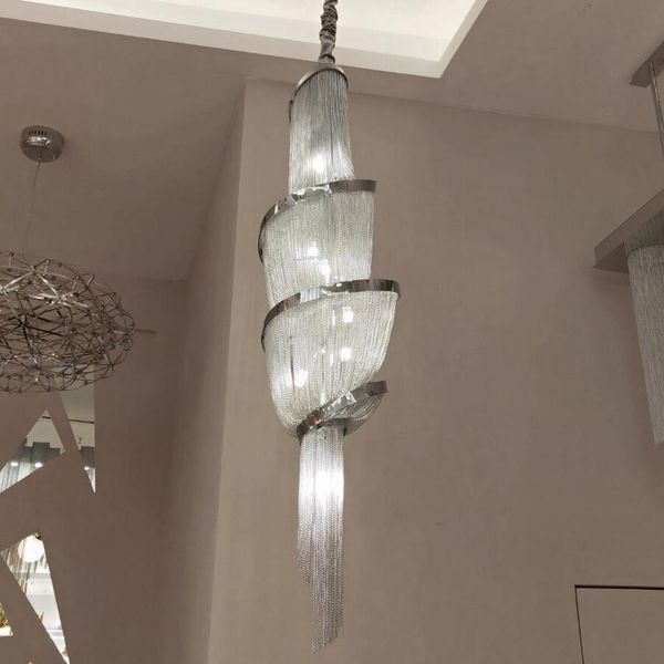 new luxury chain tassel pendant lamp led gold silver customizable aluminum spiral lamps handwoven decorative lamp
new luxury chain tassel pendant lamp led gold silver customizable aluminum spiral lamps handwoven decorative lamp