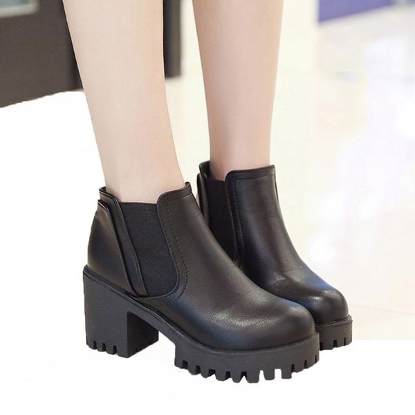 platform keep warm snow boots women's short boots combat ankle combat slip-on with studded low block shoes botas mujer, Black
platform keep warm snow boots women's short boots combat ankle combat slip-on with studded low block shoes botas mujer, Black