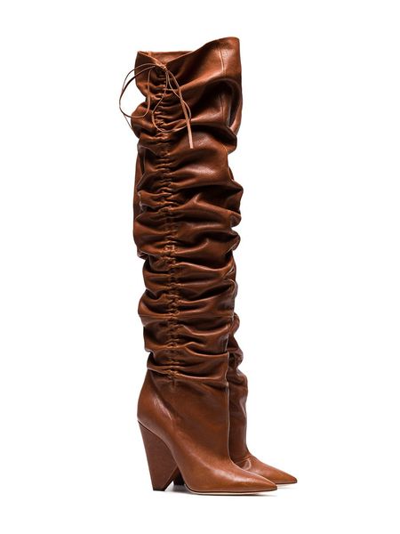 dipsloot female fashion pleated high spike high heels knee boots ladies pointed toe slip-on long boots women t-stage shoes, Black
dipsloot female fashion pleated high spike high heels knee boots ladies pointed toe slip-on long boots women t-stage shoes, Black
