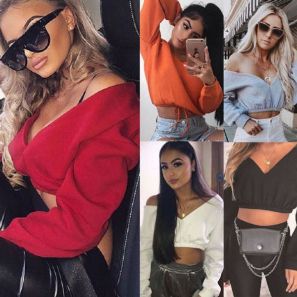 women long sleeve blouse deep v neck crop off shoulder autumn long sleeve solid shirt blouse casual
women long sleeve blouse deep v neck crop off shoulder autumn long sleeve solid shirt blouse casual