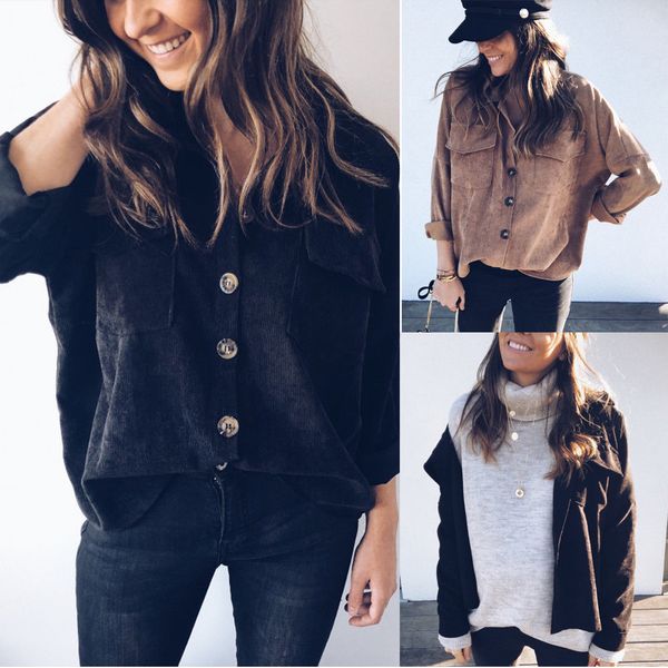 2019 spring and autumn loose shirts muti-pockets solid shirts long sleeve single-breasted corduroy blouses women outwear, White
2019 spring and autumn loose shirts muti-pockets solid shirts long sleeve single-breasted corduroy blouses women outwear, White