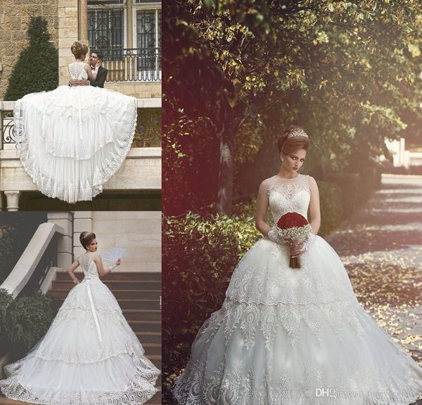 2019 new luxury graceful tiered lace skirts wedding dress vintage pricness illusion ball gown arabic bridal gown custom made plus size, White
2019 new luxury graceful tiered lace skirts wedding dress vintage pricness illusion ball gown arabic bridal gown custom made plus size, White