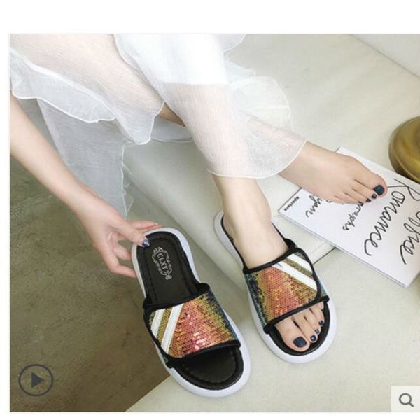 sandals and slippers female summer wear 2019 new wild grey sequins slippers female students casual beach shoes
sandals and slippers female summer wear 2019 new wild grey sequins slippers female students casual beach shoes