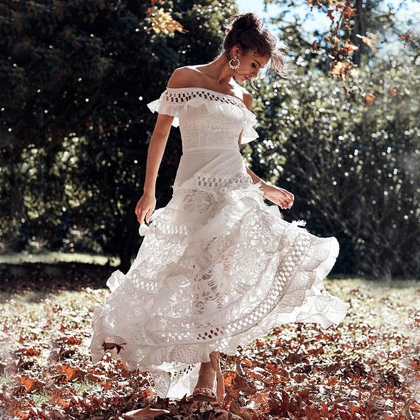 new women's white lace hollow out dress elegant slash neck maxi dress party celebration lotus leaf wedding banquet long, Black;gray
new women's white lace hollow out dress elegant slash neck maxi dress party celebration lotus leaf wedding banquet long, Black;gray