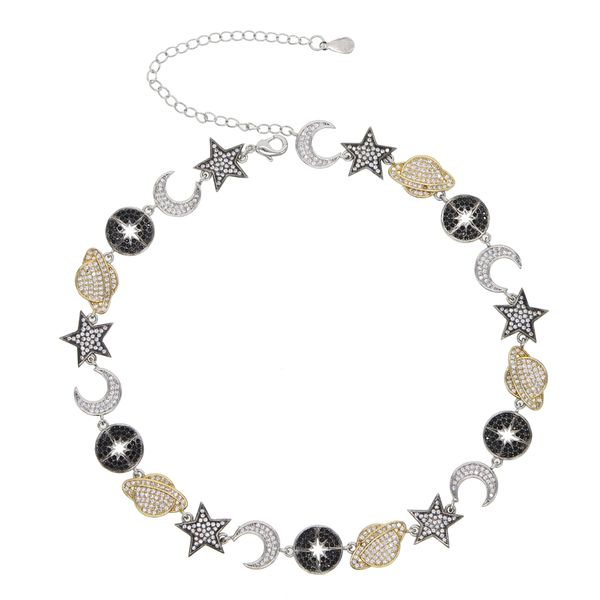 luxury women fashion jewelry micro pave white black cz lucky charm link chain moon northstar saturn planet statement necklace, Golden;silver
luxury women fashion jewelry micro pave white black cz lucky charm link chain moon northstar saturn planet statement necklace, Golden;silver