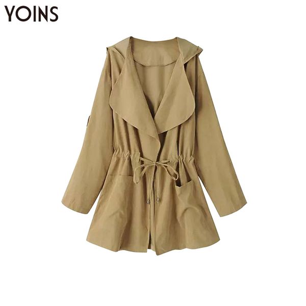 yonis 2019 women autumn winter spring women trench coats long sleeves hooded collar twin jackets pockets drawstring waist, Tan;black
yonis 2019 women autumn winter spring women trench coats long sleeves hooded collar twin jackets pockets drawstring waist, Tan;black