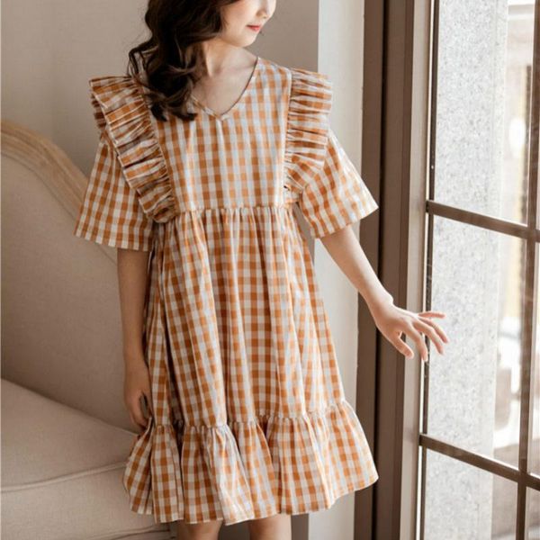 girl's dresses yourseason summer pure cotton clothes 2021 teenage girl plaid ruffled sweet dress casual v-neck for girls, Red;yellow
girl's dresses yourseason summer pure cotton clothes 2021 teenage girl plaid ruffled sweet dress casual v-neck for girls, Red;yellow