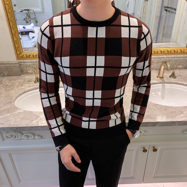 british style plaid sweater men fashion all match long sleeve mens casual sweaters slim fit streetwear knitted soft, White;black
british style plaid sweater men fashion all match long sleeve mens casual sweaters slim fit streetwear knitted soft, White;black