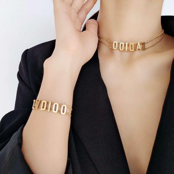 selling fashion alphabet double-layer designer jewelry electroplating designer retro wild necklace, Silver
selling fashion alphabet double-layer designer jewelry electroplating designer retro wild necklace, Silver