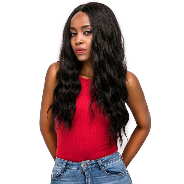 22" natural wave synthetic wigs heat resistant two tones dark roots ombre glueless lace front wigs for black women part, Black;brown
22" natural wave synthetic wigs heat resistant two tones dark roots ombre glueless lace front wigs for black women part, Black;brown
