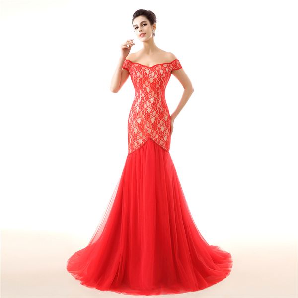 2019 sleeveless red lace off the shoulder mermaid with long competition dresses evening dress plus size support customized, White;black 
2019 sleeveless red lace off the shoulder mermaid with long competition dresses evening dress plus size support customized, White;black