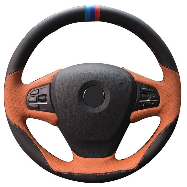 hand sewing custom black leather brown leather car steering wheel cover for bmw f25 x3 2011-2017
hand sewing custom black leather brown leather car steering wheel cover for bmw f25 x3 2011-2017