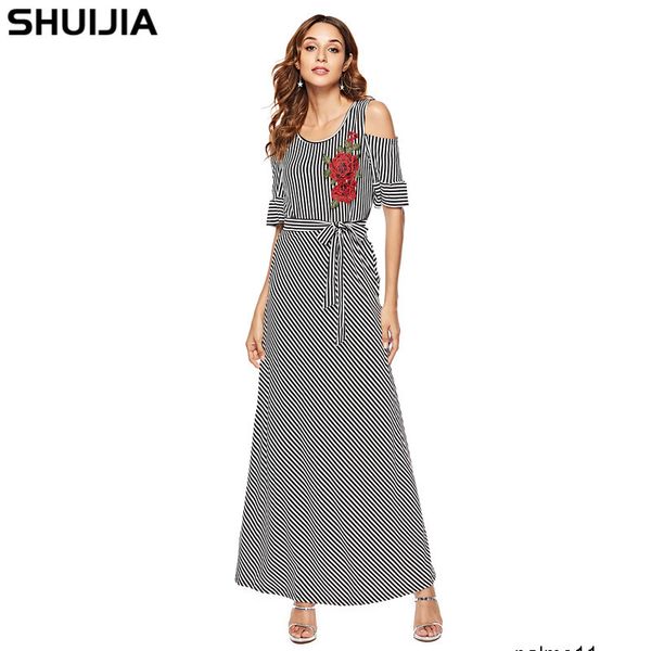 womens designer dress female striped knit embroidered rose short sleeve large swing skirt gkyt, Black;gray
womens designer dress female striped knit embroidered rose short sleeve large swing skirt gkyt, Black;gray