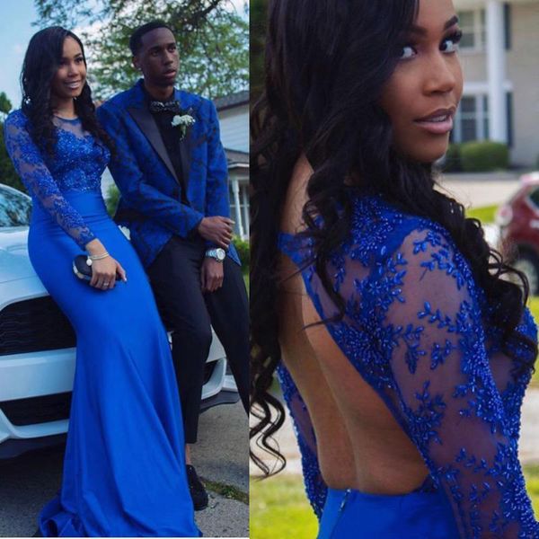 african long sleeve long backless prom dresses floral appliques illusion evening dresses custom made vestido party formal gowns, Black
african long sleeve long backless prom dresses floral appliques illusion evening dresses custom made vestido party formal gowns, Black